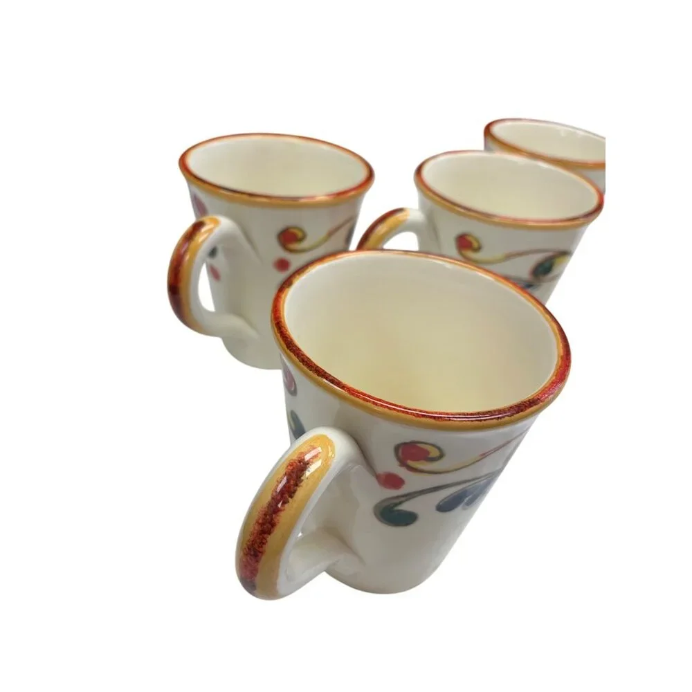 Sur La Table Italian handcrafted multi color ceramic 5 piece mug set SKU 9940